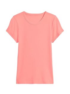 Fitted Ribbed T-Shirt | Banana Republic Ribbed Texture, Banana Republic, Ribbed Knit, Crew Neck, Texture, Collage, Women's Top, Pink, T Shirt