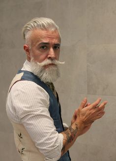 Men With Grey Hair, Older Man, Mohawk Hairstyles, Beard Tattoo, Beard Styles For Men