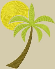 a yellow palm tree with green leaves on a light gray background is featured in this image