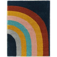 a multicolored rug with an oval design on the bottom and sides in various colors