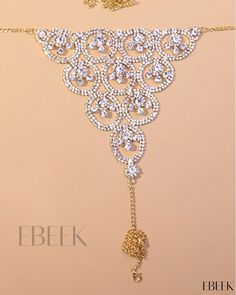 Ebeek - One Piece O Ring Pattern Multi Rhinestone Body Chain - Stylish and Glamorous Accessory Elegant Gold Body Jewelry With Rhinestones, Gold Jeweled Body Jewelry For Party, Gold Rhinestone Body Jewelry For Wedding, Gold Crystal Body Jewelry With Bling, Gold Metal Body Jewelry With Bling, Glamorous Metal Body Jewelry For Weddings, Elegant Adjustable Rhinestone Body Jewelry, Elegant Jeweled Body Jewelry For Weddings, Glamorous Gold Body Jewelry With Rhinestones