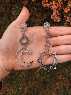 Material: Zinc Alloy Sun Moon Earrings, Goddess Earrings, Celestial Ring, Bohemian Bracelets, Moon Goddess, Bohemian Earrings, Moon Earrings, Cord Bracelets, Jewelry Inspo