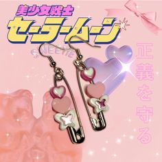 the earrings are decorated with hearts and stars