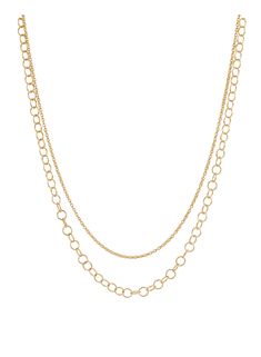 ALANA MARIA JEWELLERY - This gorgeous necklace will become a staple in your wardrobe, featuring a double chain detail which comprises of a fine rolo chain and a secondary loop chain. The Zara necklace is a delicate and classic piece with a modern twist, style this bracelet with other fine pieces or simply on its own to bring an attractive flair to any outfit. - Double chain detailing- Fine rolo chain- Loop chain - 14k gold-filled16 inches - 40.65 cm18 inches - 45.70 cm Everyday Metal Necklaces With Rolo Chain, Classic Necklaces With Adjustable Chain For Layering, Formal Long Cable Chain Necklace, Metal Chain Necklace With Adjustable Chain For Layering, Chic Double Strand Adjustable Chain Necklace, Elegant Layered Link Chain Necklace, Classic Cable Chain Necklace For Layering, Metal Adjustable Chain Necklace For Layering, Adjustable Metal Chain Necklace For Layering