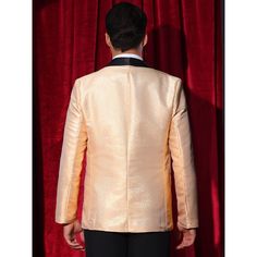 Due to its shiny fabric, this metallic sports coat can help you impress everyone at a wedding. Designed with a shawl lapel, one button down, and a streamlined silhouette, this stylish tux blazer offers you a smart look. With a metallic appearance, the men's sports coat is designed for parties, discos, proms, weddings, etc. Fitted Gold Outerwear For Holiday, Formal Metallic Long Sleeve Outerwear, Fitted Metallic Blazer For Formal Occasions, Metallic Long Sleeve Formal Outerwear, Metallic Fitted Formal Outerwear, Metallic Fitted Outerwear For Formal Occasions, Sparkly Suit, Glitter Suit, Lapel Wedding