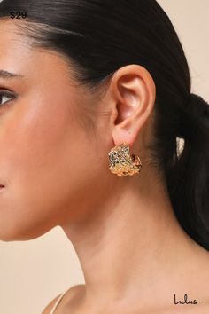 Bring an iconic effect to any look with the Lulus Mesmerizing Drama 14KT Gold Textured Chunky Hoop Earrings! These iconic earrings are plated in genuine 14KT gold and have an organically-inspired texture that creates a dramatic sense of movement. Oversized design lends a statement-making presence to these stunning hoops. This item is plated with real 14KT gold. Love it and it will love you back! Remove before exercising or showering, and when applying scents, lotions and sprays. Post backs. 1. 2 Chunky Hoop Earrings, Accessories Jewelry Earrings, Gold Texture, 14kt Gold, Lotion, Scents, Jewelry Accessories, Gold Plate, Hoop Earrings