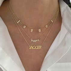 This beautiful necklace features the name of your choice in a fluted font. Price is based on the number of letters in the name. Available in 14K Yellow, White or Rose Gold UPPERCASE LETTERS ONLY Letter height: approx. 0.40" Up to 12 letters only FINAL SALE Necklaces That Say Lexie, Luxury Silver Name Necklace In Fine Jewelry Style, Denise Name Necklace, Affordable Engraved Yellow Gold Name Necklace, Cheap Engraved Yellow Gold Name Necklace, Luxury Personalized Recycled Gold Necklace, Affordable Gold Dainty Name Necklace, Affordable Yellow Gold Pendant Name Necklace, Letter Jewelry Gold