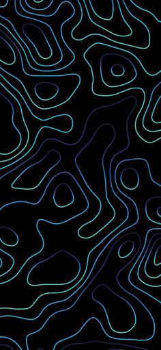 a black background with blue and green lines in the shape of an abstract pattern on it