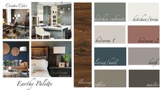 the interior paint color scheme is shown in several different shades and colors, including brown, gray