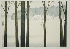 an image of a snowy scene with trees in the foreground