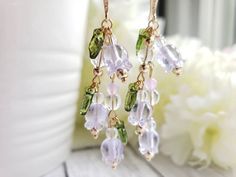 Lily of the Valley Dangle Earrings Flower Dangle Earrings - Etsy Wired Glass, Flower Dangle Earrings, Earrings Flower, Etsy Earrings Dangle, Earrings Etsy, Nashville Tn, Lily Of The Valley, Cute Earrings, Ear Wire