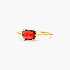 This ring will surely steal the spotlight. Colorful hues enhanced by smooth metals gives a bold yet classic look. Hexagon Ring, Steal The Spotlight, Classic Looks, Fashion Rings, Garnet, Gemstone Rings, Yellow Gold, Gemstones, Ring