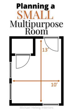 the floor plan for a small multipurpose room, with measurements to make it look larger