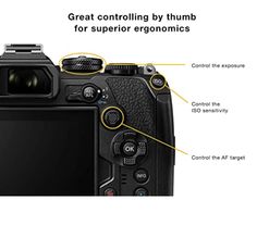 the front view of a digital camera with instructions on how to take pictures and video