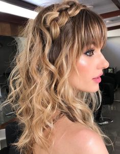 Bridal Hair Down, Front Bangs, Front Hair Styles, Beautiful Braids, How To Style Bangs, Penteado Cabelo Curto, Wedding Hairstyles Updo