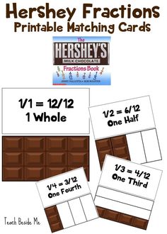 hershey fractions printable matching cards