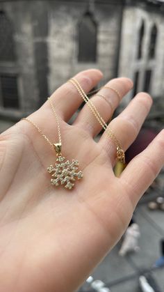 14k Solid Gold Snowflake Christmas Necklace Gold Sparkly - Etsy Elegant Winter Jewelry As Gift, Diamond Snowflake Necklace For Gift, Fine Jewelry Snowflake Gift, Christmas Anniversary Jewelry With Cubic Zirconia, Cubic Zirconia Jewelry For Christmas Anniversary, Christmas Anniversary Cubic Zirconia Jewelry, Elegant Snowflake Jewelry For Festive Occasion, Elegant White Gold Jewelry For Christmas, Formal Christmas Snowflake Jewelry