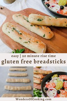 Gluten Free Breadsticks are so fluffy on the inside and delicious everywhere in-between. These breadsticks come hot out of the oven and get a dousing of warm garlic butter and chopped parsley. Also, they only take 20 minutes to rise so even if you’re running a little late for dinner you can still make these and have homemade gluten-free breadsticks in no time. Use these breadsticks as a vessel for dips, paired with soups or chili’s, or to go alongside any dinner as a side. Gluten Free Cheese Sticks, No Rise Gluten Free Bread, Gluten Free Breadsticks Easy, Gluten Free Bread Sticks Easy, Gluten Free Olive Garden Breadsticks, Gf Breadsticks, Pillsbury Gluten Free Flour Recipes, Gluten Free Winter Meals, Gluten Free Starter Recipes