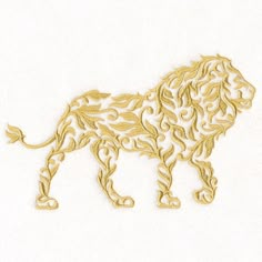 a golden lion is shown on a white background