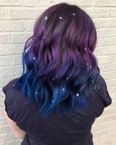 Short Hair, Blue Highlights: A Perfect Match Ombre Hair Color For Brunettes, Purple Hair Color Ombre, Blue And Purple Hair, Holiday Hair Color