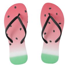 Watermelon Ombre Stripes Flip Flops For Women, Men and Kids at Zazzle  #Fruit #Watermelon #Sandals #FlipFlops Cheap Tropical Open Toe Flip Flops, Fruit Watermelon, Personalized Shoes, Comfy Sandals, Chocolate Sweets, Lady Dress, Beach Flip Flops, Flip Flop Shoes, Ladies Dress Design