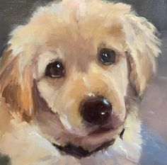 an oil painting of a dog's face