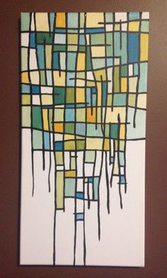 a painting on the wall that has been made to look like an abstract cityscape