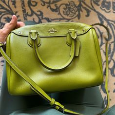 Nwot Coach Small Crossbody Purse. Green. Black Interior With Flowers. Still Has Plastic Tag On Metal Clip, Paper On Zipper And Authentication Card Inside The Pocket, But Paper Tag Has Been Removed. Green Coach Satchel With Top Carry Handle, Designer Green Coach Bag, Formal Green Coach Bag, Green Coach Designer Bag, Coach Designer Green Bag, Classic Green Handheld Satchel, Elegant Green Coach Satchel, Formal Green Coach Shoulder Bag, Green Coach Shoulder Bag For Formal Occasions