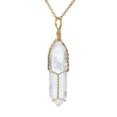 PRICES MAY VARY. PERFECT SIZES: Gemstone Hexagonal pointed Natural Clear White Quartz Pendant Size is measured in 36mmx8mm (1.42x0.3inches) with 18" chain length, 0.4mm thickness stainless steel chain. Perfect sizes as pendant necklace for both women and men, you can match with your other jewelry easily to complete your look. It will look great no matter what the occasion. ENERGY HEALING CRYSTAL: Well-crafted in Natural Clear White Quartz gemstones. Each spiritual colored energy healing crystal Wrap Crystals, Wire Wrap Jewelry Designs, Quartz Pendant Necklace, Raw Crystal Jewelry, Gemstone Pendant Necklace, Basic Jewelry, Wire Wrapping Crystals, Diy Wire Jewelry, Handmade Wire Jewelry