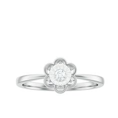 Rosec Jewels - Real Diamond Solitaire Flower Ring with Miracle Plate Diamond Solitaire Ring, Signature Jewelry, 18k Yellow Gold Ring, A Miracle, Timeless Jewelry, Diamond Solitaire Rings, Flower Ring, Conflict Free Diamonds, Design Floral