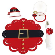 a santa clause hat and other holiday decorations