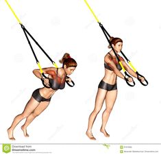 the woman is doing aerial exercises with ropes