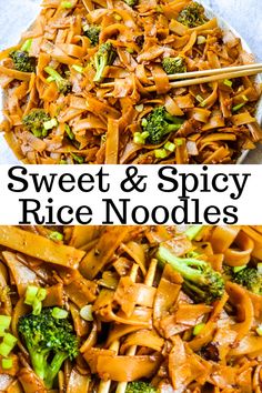 this sweet and spicy rice noodles is loaded with broccoli