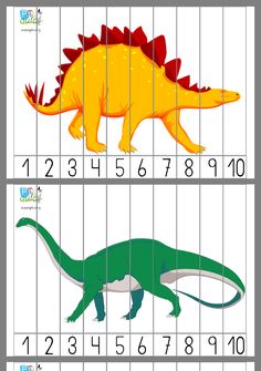 an image of a dinosaur on the number line with numbers to 10 and then two