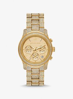 Oversized Camille Pavé Gold-Tone Watch | Michael Kors Michael Kors Runway, Dope Jewelry Accessories, Michael Kors Fashion, Latest Watches, Dope Jewelry, The Drama, Arm Candy, Luxury Watch, Michael Kors Watch