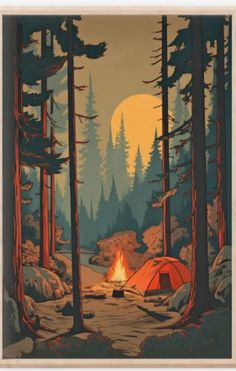 an image of a campfire in the woods