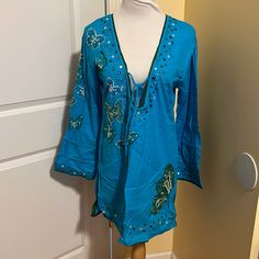 Letarte Deep U Pullover Embellished Tunic New With Tags Size Large X 2 Size Small X 1 Womens Swim, Cover Up, Color Blue, Tags, Women Shopping, Blue, Color