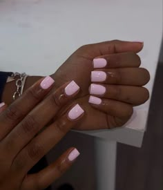 Sns On Real Nails, Natural Nails Vacation, Pink Nails Not Acrylic, Pink Gel Overlay Nails Natural, Light Pink Overlay Nails, New Set Nails, Solid Color Short Square Nails, Square Short Pink Nails, Short Square Croc Nails