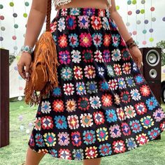 Quilt Pattern Print Multi Color Light Weight Midi Skirt Total Length: 31.7 Inches Elastic Waistband: 36.2 - 51.2 Inches Never Worn, No Flaws Marble Skirt, Flora Skirt, Tan Midi Skirt, Army Green Skirt, Shein Skirts, Business Skirt, Bodycon Midi Skirt, Chic Skirts, Animal Print Skirt