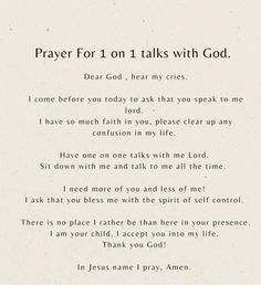 prayer for one 1 on 1 talks with god, dear god, hear my cries