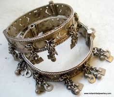 tribal bellydance jewelry old silver charm bracelet bangle vintage antique Bellydance Jewelry, Belly Dance Jewelry, Handmade Gold Jewellery, Fine Silver Jewelry, Bangles Jewelry Designs, Silver Charm Bracelet, Rajasthan India, Mens Silver Rings, Silver Jewelry Handmade