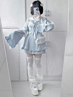 ❤︎【Tenshi Kaiwai👼】Aqua Medical Dress + Shorts Set❤︎
🎀Sleeves are detachable.🎀 Menhera Fashion Outfit, Girly Kei Fashion, Tenshi Kawaii Clothes, Kawaii Clothes Drawing, Tenshi Kaiwai Fashion, Angel Neighborhood, White And Blue Room, Light Blue Clothes, Fem Clothing