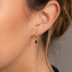 O N Y X ∙ B A G U E T T E ∙ D R O P S  Add a touch of effortless chic to your look with our Onyx Baguette Drop Earrings ✨ These huggie hoops feature a classic design with its sleek dangling Baguette-cut Onyx stone, so whether you're spending a night in the city or going out for a casual family event, they're the perfect accessory to add a hint of sophistication!  * Material: High Quality Solid 925 Sterling Silver  * Finish: Sterling Silver ∙ 18K Gold * Hoop Dimensions: ~8mm Inner Diameter | ~11m Black Diamond Ring, Onyx Stone, Huggie Hoop Earrings, Gold Hoop, Solid 925 Sterling Silver, Black Diamond, Charm Jewelry, Ring Set, Jewelry Gift