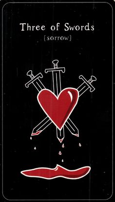 a card with two swords and a heart in the middle, on a black background