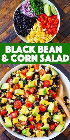 black bean and corn salad with tomatoes, avocado, cilantro