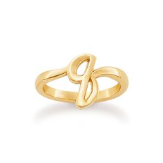 This Script Initial Ring is beautiful when worn as a single initial, but also works beautifully stacked with others to form monograms, abbreviations and words. This initial ring, available in sterling silver or 14K gold, makes telling your story as easy a Timeless Yellow Gold Initial Ring With Monogram, Timeless Yellow Gold Monogram Initial Ring, Elegant Monogram Open Ring, Elegant Open Ring With Monogram, Modern Yellow Gold Initial Ring With Monogram, White Gold Initial Ring Fine Jewelry, White Gold Initial Ring In Fine Jewelry Style, Open Ring With Monogram, Fine Jewelry White Gold Initial Ring