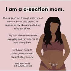 a woman with her stomach exposed and the words i am a section mom