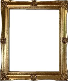 an old gold frame with ornate carvings on the edges and sides, isolated against a white background