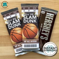 three bars of chocolate with the words you're a slam dunk on them