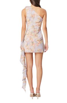 A rippling ruffle adds a festive feel to a blossom-tossed dress served in a leggy length. 32 1/2" to 51" length (size Medium) Hidden side-zip closure One-shoulder neck Lined 100% polyester Hand wash, dry flat Imported Side Zip, One Shoulder, Blossom, Top Brands, Lavender, Hand Wash, Nordstrom, Size Medium, Mini Dress